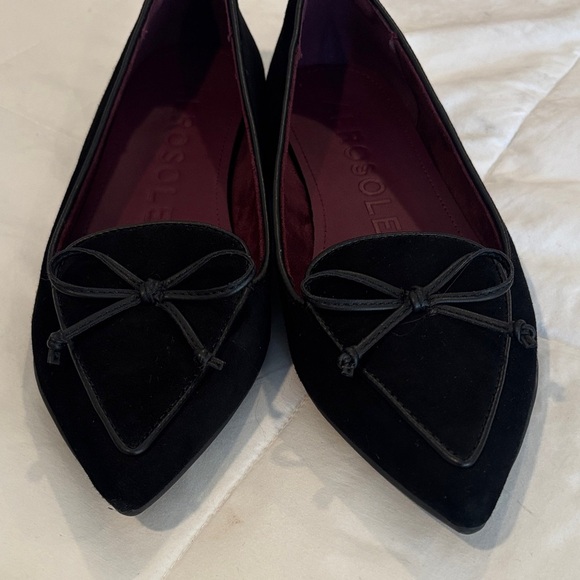 AEROSOLES Black Suede Flats with Bow - Picture 3 of 6